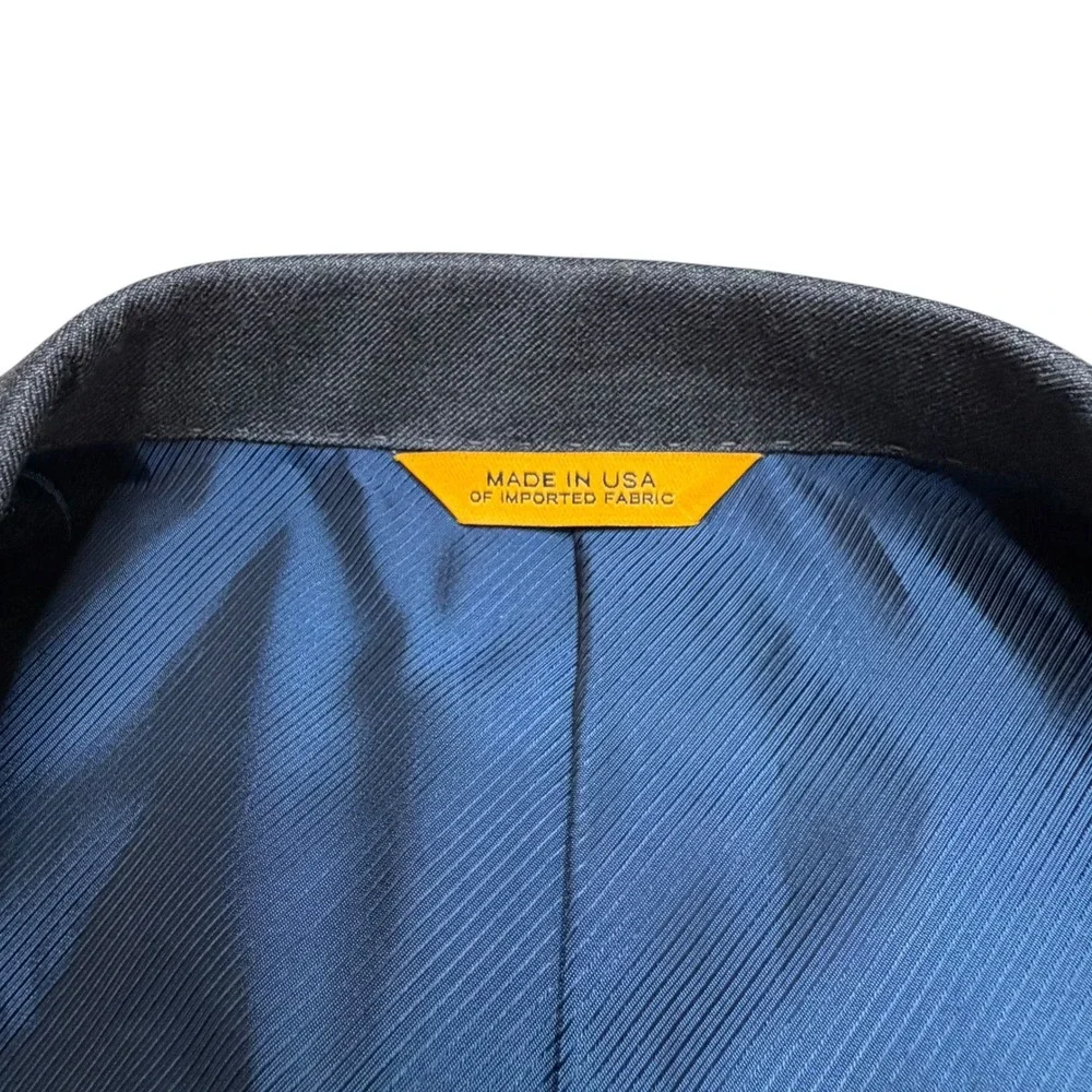 HICKEY FREEMAN Mens Charcoal Gray Wool Blazer Loro Piana Size 48‎ Long Office